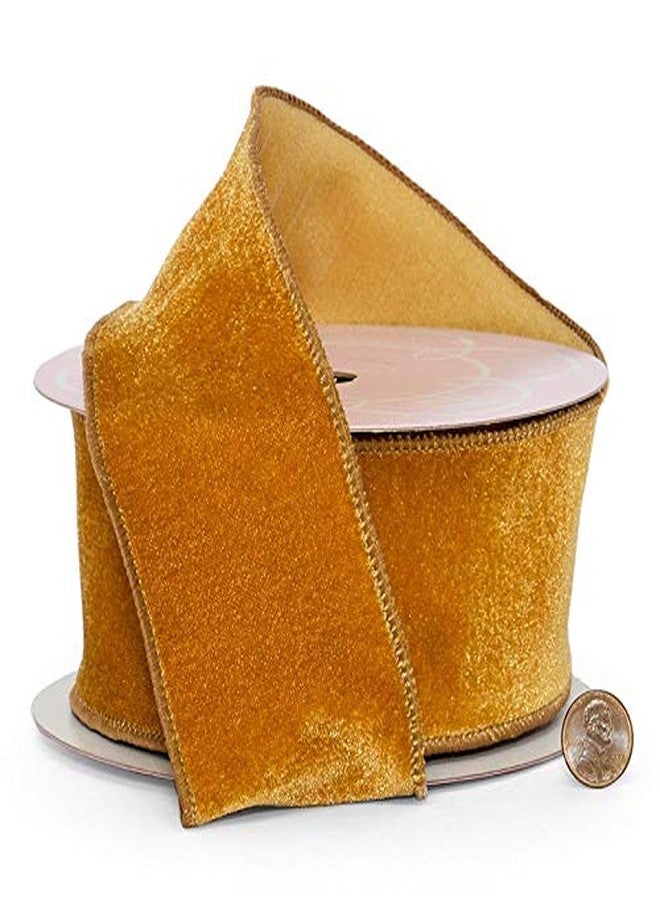 Paper Mart 2 1/2" X 10 Yards Gold Velvet Wired Edge Ribbon - Image 4